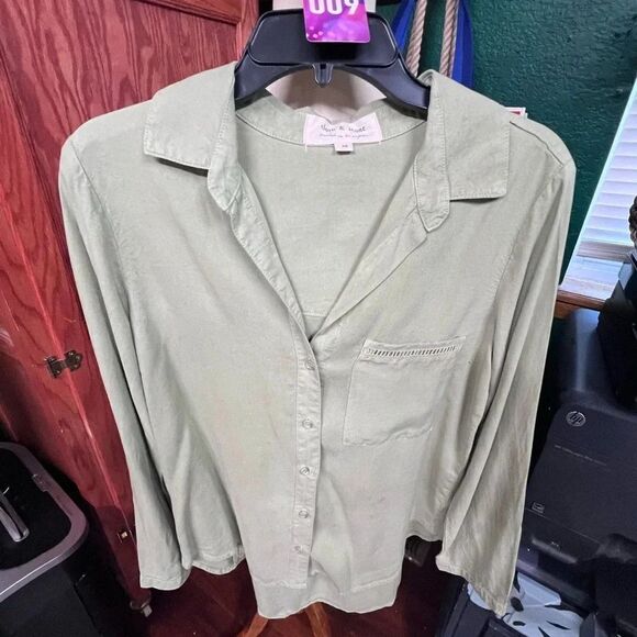 NWOT Cloth & Stone HI/Low Sage Green Size Medium Top #009 - Picture 6 of 6